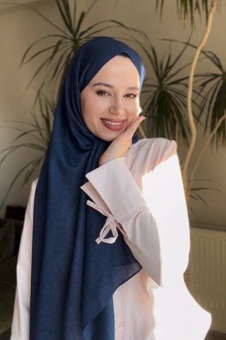 Çift Taraflı Premium Şal Ceylan Desen - Lacivert