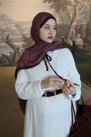 Çift Taraflı Premium Şal Dokulu Desen - Bordo