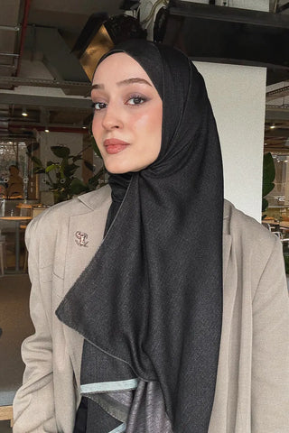 Çift Taraflı Premium Şal Dokulu Desen - Füme