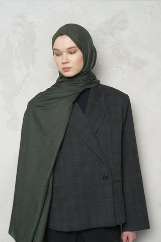 Çift Taraflı Premium Şal Dokulu Desen - Haki