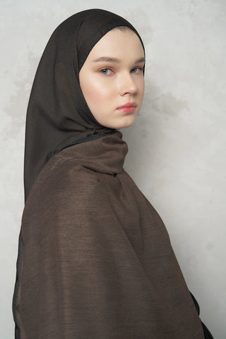 Çift Taraflı Premium Şal Dokulu Desen - Kahverengi