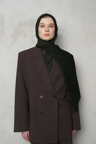 Çift Taraflı Premium Şal Dokulu Desen - Koyu Yeşil