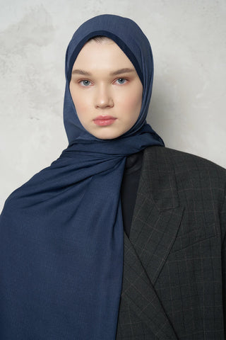 Çift Taraflı Premium Şal Dokulu Desen - Lacivert