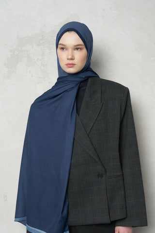 Çift Taraflı Premium Şal Dokulu Desen - Lacivert