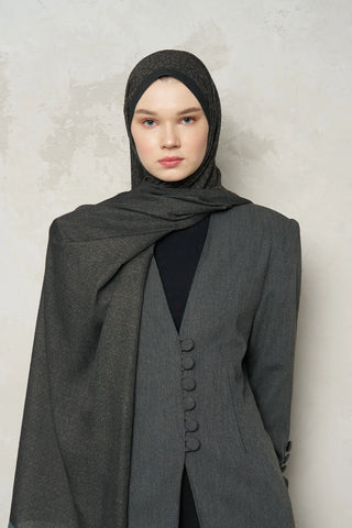 Çift Taraflı Premium Şal Leopar Desen - Füme