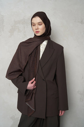 Çift Taraflı Premium Şal Leopar Desen - Kiremit