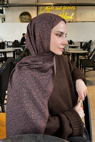 Çift Taraflı Premium Şal Leopar Desen - Kiremit