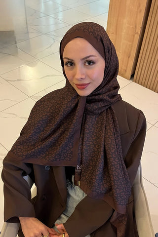 Çift Taraflı Premium Şal Leopar Desen - Kiremit