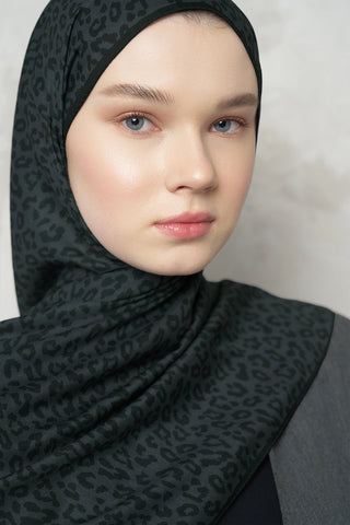 Çift Taraflı Premium Şal Leopar Desen - Siyah