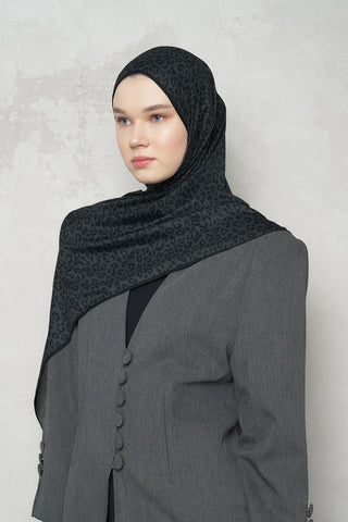 Çift Taraflı Premium Şal Leopar Desen - Siyah