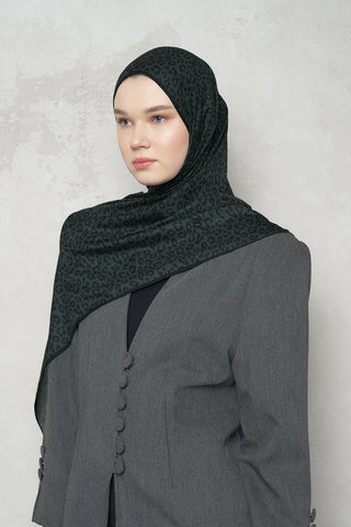 Çift Taraflı Premium Şal Leopar Desen - Siyah