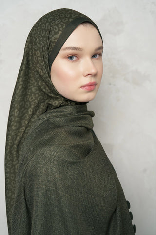 Çift Taraflı Premium Şal Leopar Desen - Yeşil