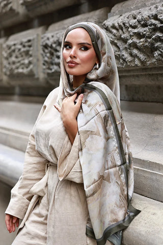 Crystal Flower Desen Şal - Haki