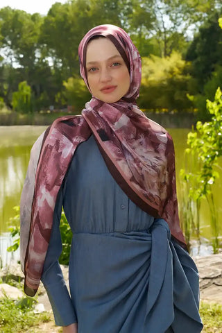 Crystal Flower Desen Şal - Kızıl Kahve