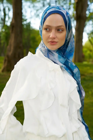 Crystal Flower Desen Şal - Lacivert