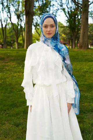 Crystal Flower Desen Şal - Lacivert