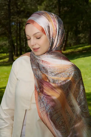 Ahsen Alemdar Crystal Hola Desen Şal - Turuncu