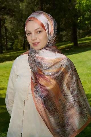 Ahsen Alemdar Crystal Hola Desen Şal - Turuncu