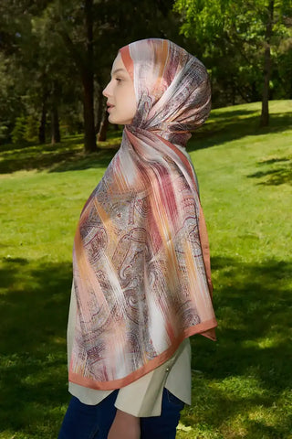 Ahsen Alemdar Crystal Hola Desen Şal - Turuncu