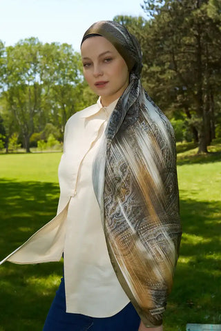 Crystal Hola Desen Şal - Yağ Yeşili