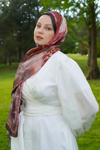 Crystal Perla Desen Şal - Kiremit