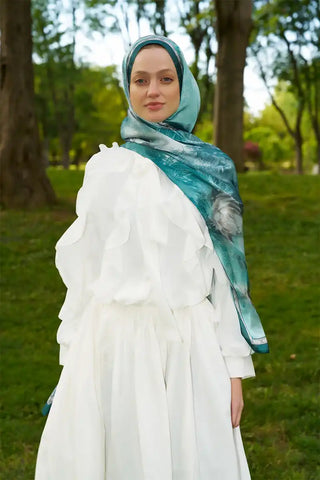 Crystal Perla Desen Şal - Petrol