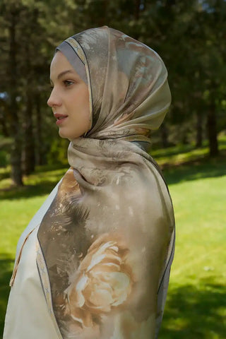 Crystal Perla Desen Şal - Yağ Yeşili