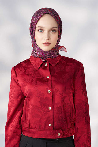 Daisy Glory Desen Eşarp - Kırmızı