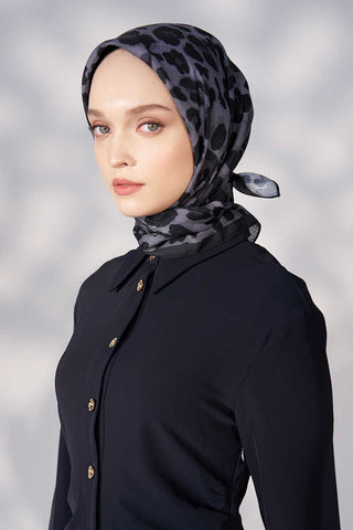 Daisy Leopar Desen Eşarp - Siyah