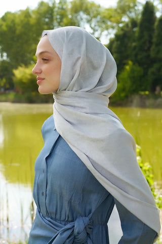 Elegance Etnik Desen Jakar Şal - Gümüş