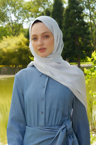 Elegance Etnik Desen Jakar Şal - Gümüş