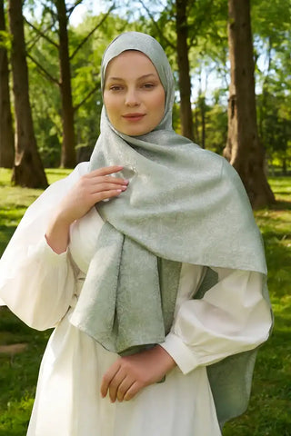 Elegance Etnik Desen Jakar Şal - Mint