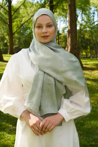 Elegance Etnik Desen Jakar Şal - Mint