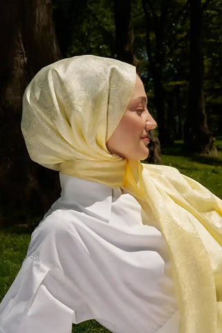 Elegance Etnik Desen Jakar Şal - Sarı