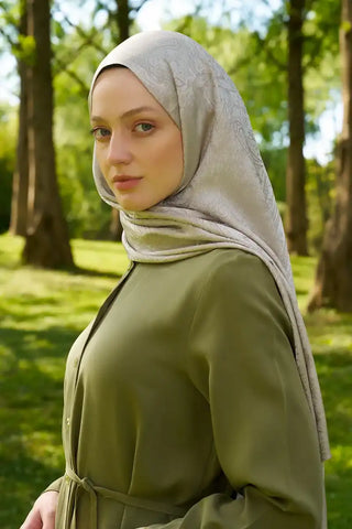 Elegance Lace Desen Jakar Şal - Bej