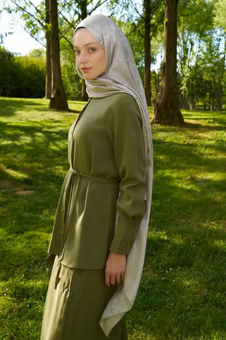 Elegance Lace Desen Jakar Şal - Bej