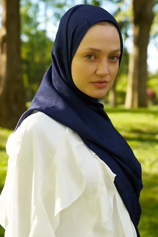 Elegance Lace Desen Jakar Şal - Lacivert