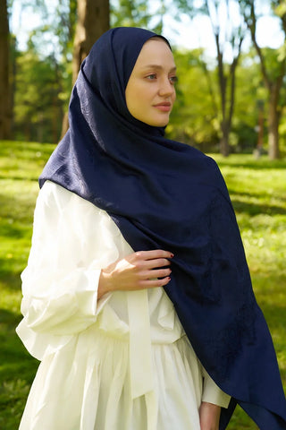 Elegance Lace Desen Jakar Şal - Lacivert