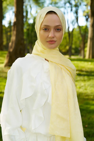 Elegance Lace Desen Jakar Şal - Sarı