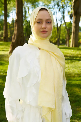 Elegance Lace Desen Jakar Şal - Sarı