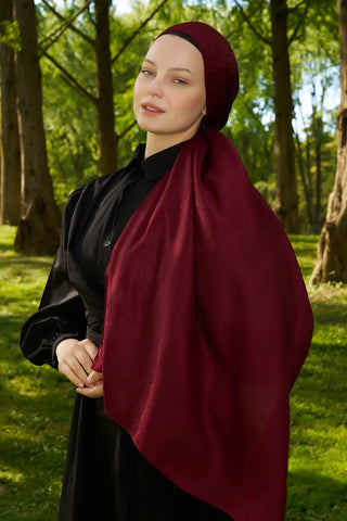 Elegance Silva Desen Jakar Şal - Bordo
