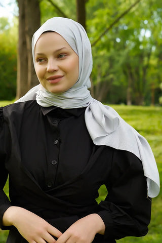 Elegance Silva Desen Jakar Şal - Gümüş