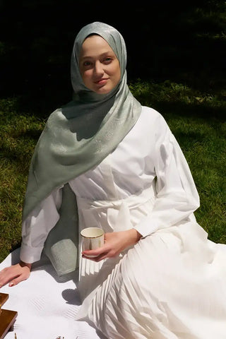Elegance Silva Desen Jakar Şal - Mint