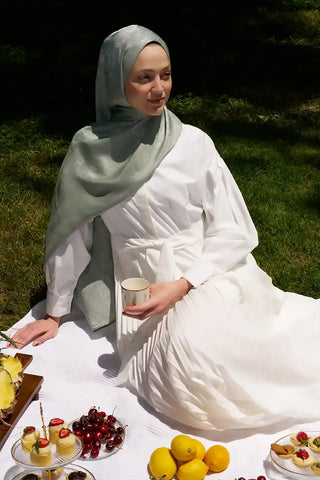 Elegance Silva Desen Jakar Şal - Mint