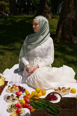 Elegance Silva Desen Jakar Şal - Mint