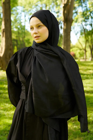 Elegance Silva Desen Jakar Şal - Siyah