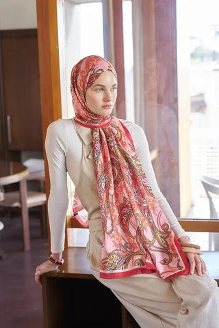 Endless Alive Desen Şal - Kırmızı