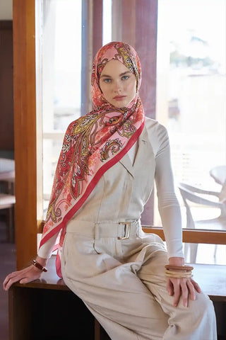 Endless Alive Desen Şal - Kırmızı