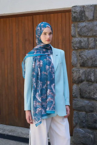 Endless Golden Desen Şal - Petrol