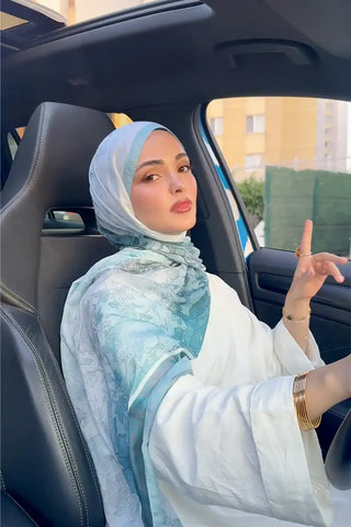 Kübra KOÇ Endless Sunlit Desen Şal - Mint